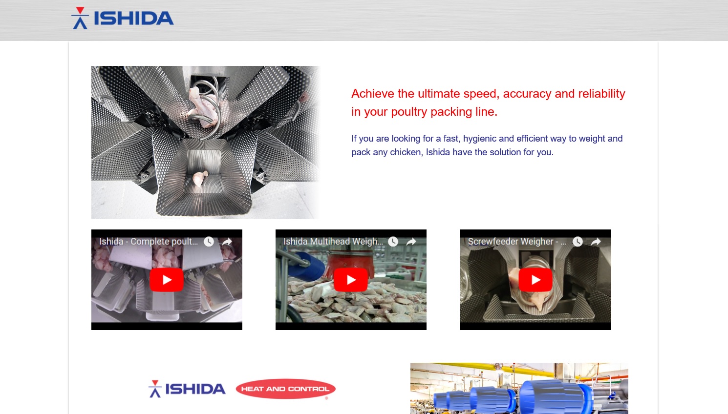 Special website for poultry packaging line